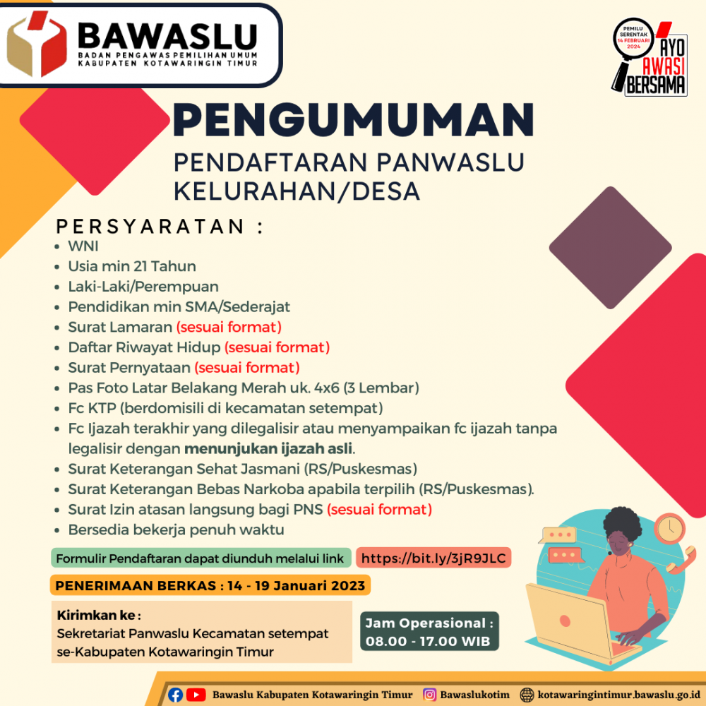 PENGUMUMAN PENDAFTARAN PANWASLU KELURAHAN/DESA