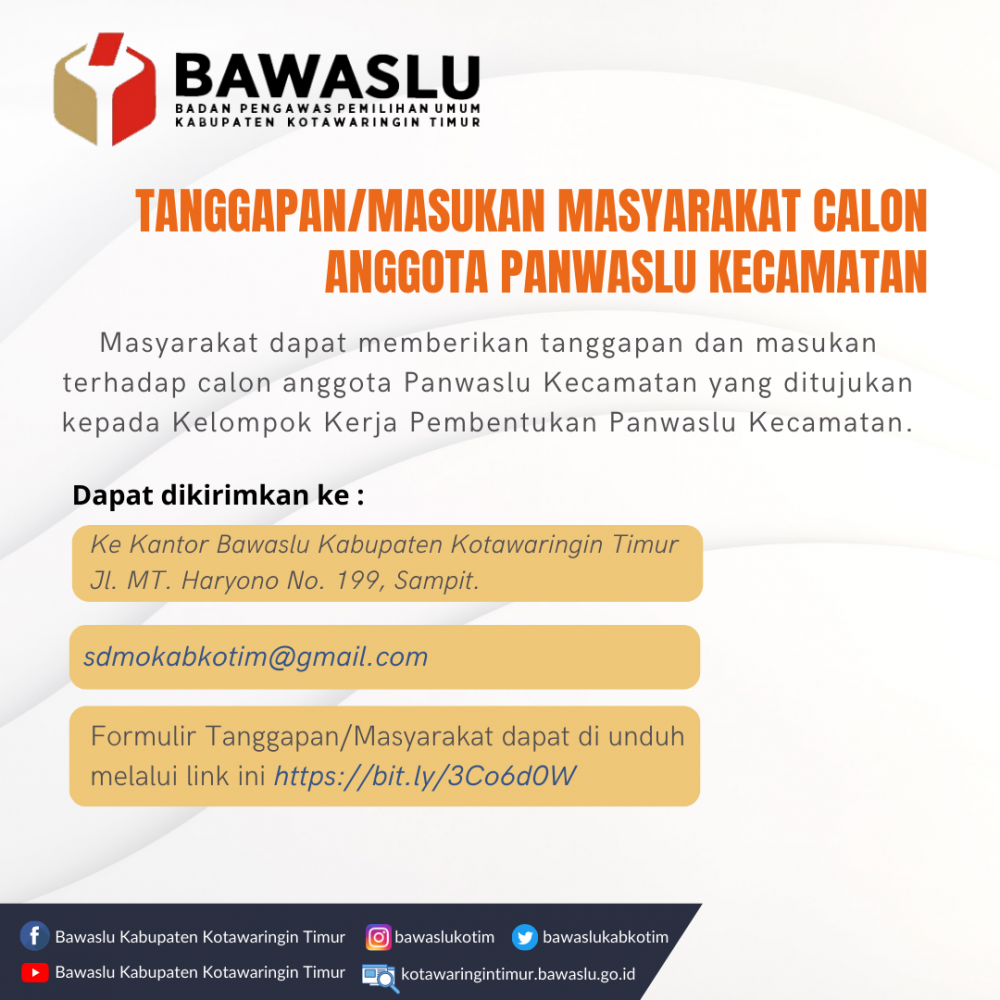 TANGGAPAN/MASUKAN MASYARAKAT