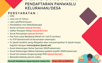 PENGUMUMAN PENDAFTARAN PANWASLU KELURAHAN/DESA